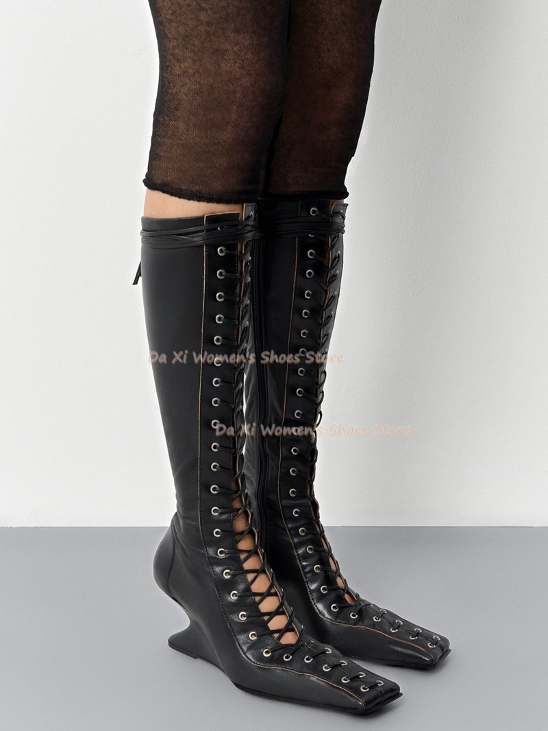 Square Toe Wedge Heel Instep C - Women'S Fashion Knee High Boots review and price